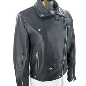 Blank NYC Moto Biker Rocker Jacket Black Faux Leather Asymmetric Zip Womens Sz S